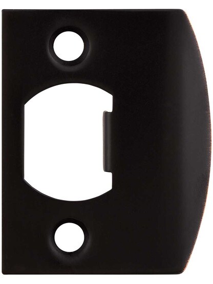 Solid Brass Full Lip Strike Plate with Square Corners in Oil-Rubbed Bronze.